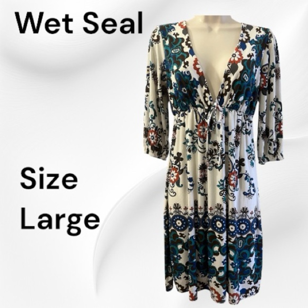 Wet Seal Empire Stretchy Deep V 90’s Dress size Large